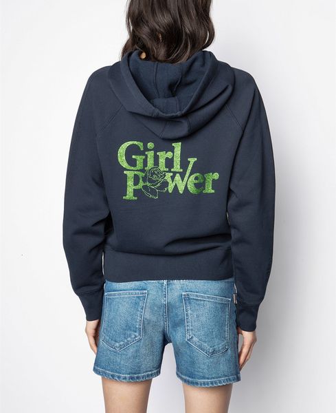 

2021 women new autumn and winter hooded sweatshirt cotton green letters print hoodies 9n8i, Black