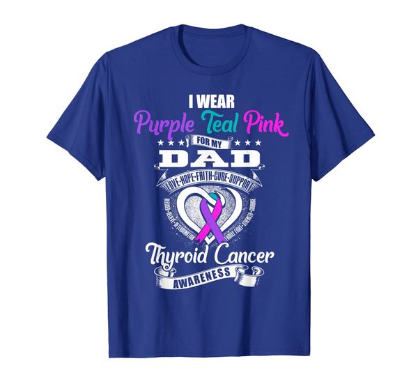 

i wear purple teal pink for my dad thyroid cancer tshirt, White;black