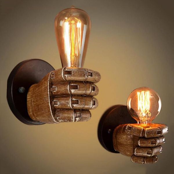 

wall lamp fist resin bedroom bedside decorative loft retro indoor