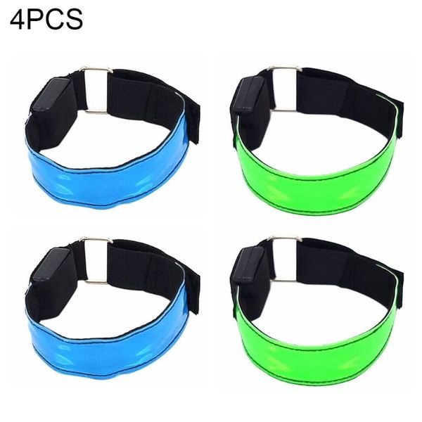 

wrist support 4-pack glow bracelet safety armband light-up sports wristband ankle reflective strips with led flashing lights outdoor activit, Black;red