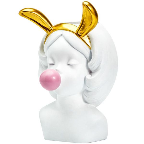 

vases nordic resin vase human head cute girl blowing bubbles succulent planters flower pot home tabledecor arrangement