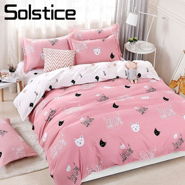 Solstice Home Textile Covet Cover Cover Cover Pictoow Catch Catch Cat Citty Bedding Set Girls Kid Teen Женщина Постельное белье BedClothes C0223