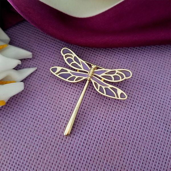 

pins, brooches trendy purple metal dragonfly lilac plant animal for women party collar badge lapel pin jewelry gift wholesale, Gray