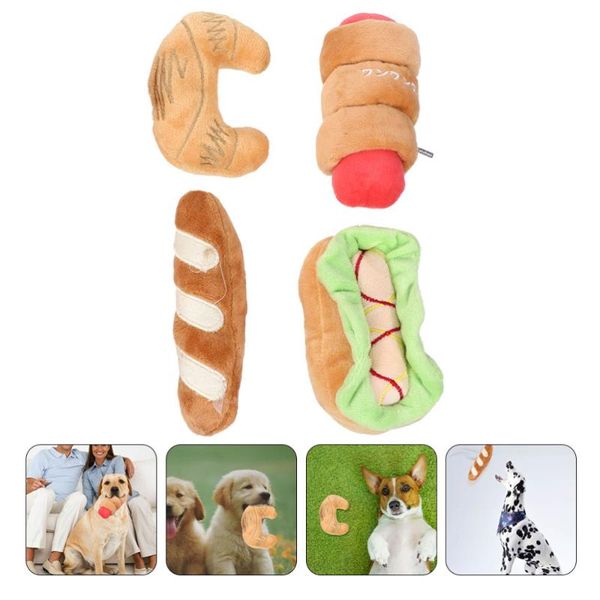 

cat toys 4pcs squeaky plush dog lovely food shaped puppy pet molar supplies