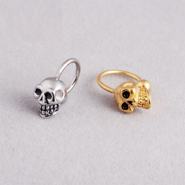 

1 pair body jewelry skull-head men titanium steel allergy hip-hop eyebrow lip stud, Silver