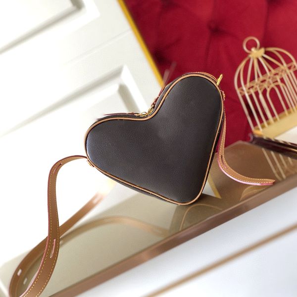 

red heart-shaped shoulder bag handbag calfskin wallet woman embossed messenger evening bags 57456 coin purse
