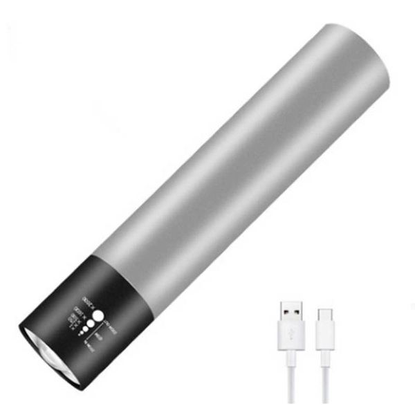 

flashlights torches mini usb rechargable led waterproof torch zoom 3 lighting mode portable emergency lamp for camping