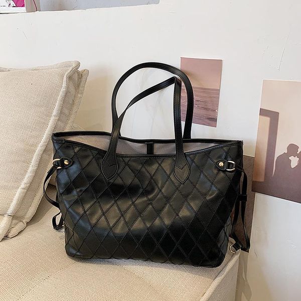 

evening bags ladies fashion lingge handbags 2021 women shopper black classic large capacity tote shopping shoulder bag big size