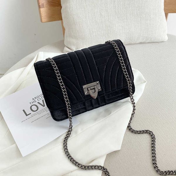 

single shoulder bag women's horizontal style small commuter fragrance chain square 2021 versatile suede underarm