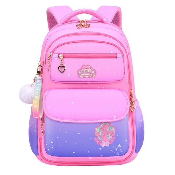 

designer schoolbagchildren school bags girl backpacks gradient purple waterproof breathable student bags flat open layer mochila