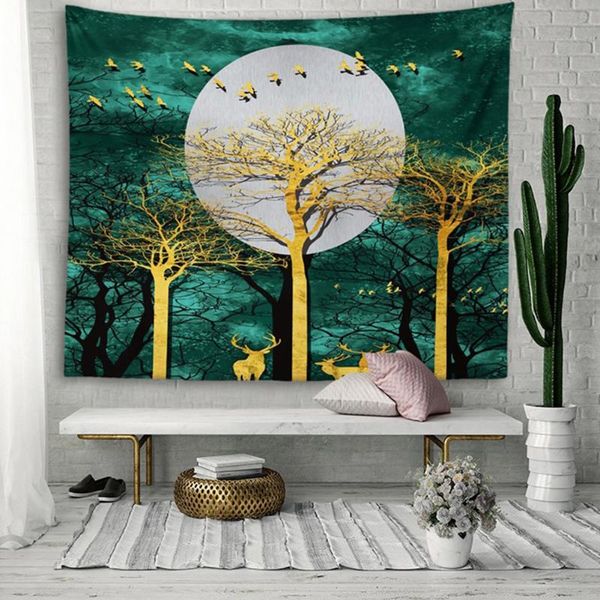 

tapestries night scene printed tapestry crafts camping tent travel mattress sleeping pad living room background decoration blanket