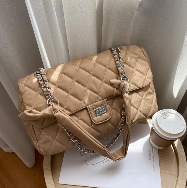 

evening bags lattice large armpit bag 2021 winter high-quality nylon women's designer handbag shoulder messenger travel