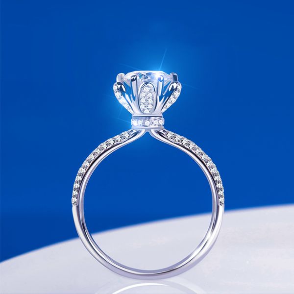 

women engagement ring 100% 925 sterling silver 1ct 2ct d color vvs1 moissanite queen crown rings wedding jewelry, Slivery;golden