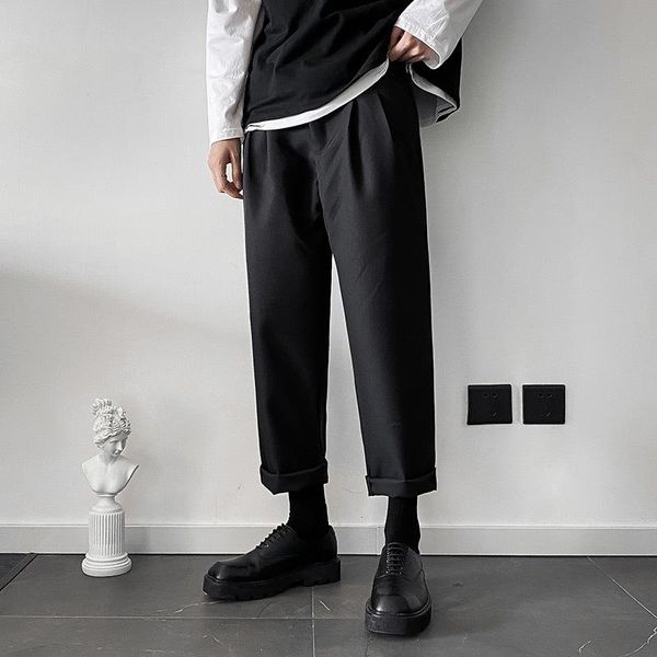 

men's casual pants loose solid solid straight trousers fashion brand streetwear joggers sweatpants japanese harem pants p0208, Black