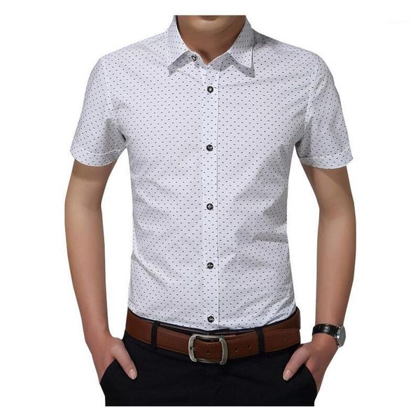 

mens shirts casual slim fit shirt men casual shirt fashion cotton mens short sleeve polka dot brand clothing asian size 5xl1, White;black