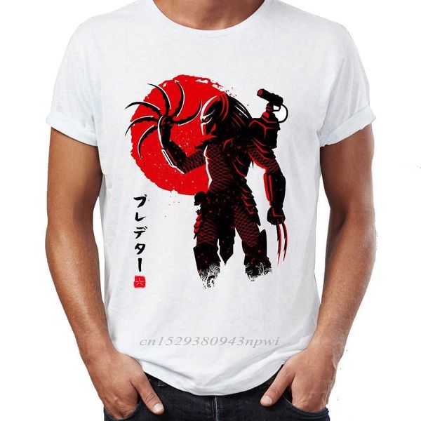 Hip Hop Uomini T-shirt Il predatore sotto il sole artsy impressionante opere d'arte stampata Street Guys Top Tees Swag 100% cotone camiseta 210629