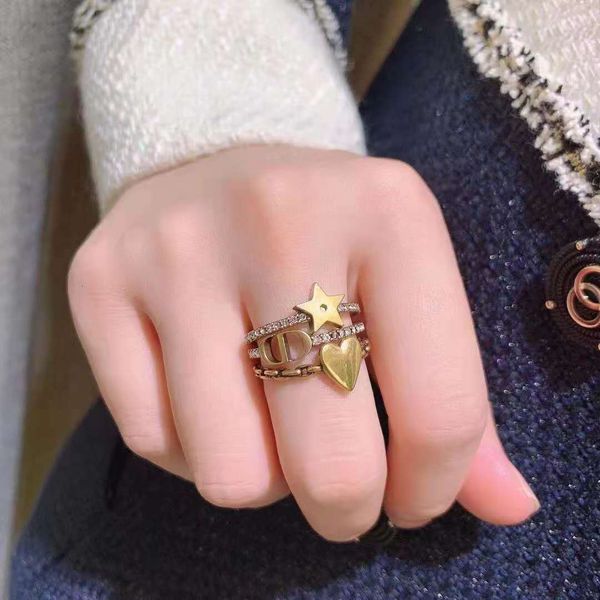 

dijia / djia new letter star heart-shaped three piece ring, Silver