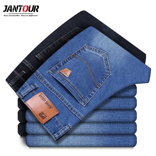 

jantour brand men's jeans classic fashion business casual straight pants trousers hommes large size 35 40 211108, Blue