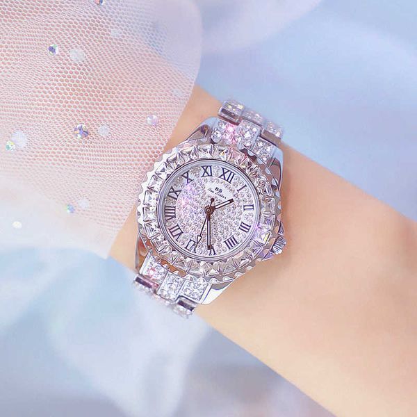 Relógios mulher famosa marca de cristal moda quartzo senhoras relógios de pulso diamante rosa mulheres mulheres relógio de pulso reloj mujer 210527