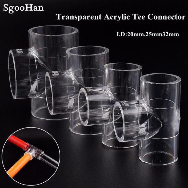 

watering equipments 2~10pcs i.d 20~32mm transparent acrylic pipe aquarium fish tank tee connector plexiglass water supply tube home diy 3 wa