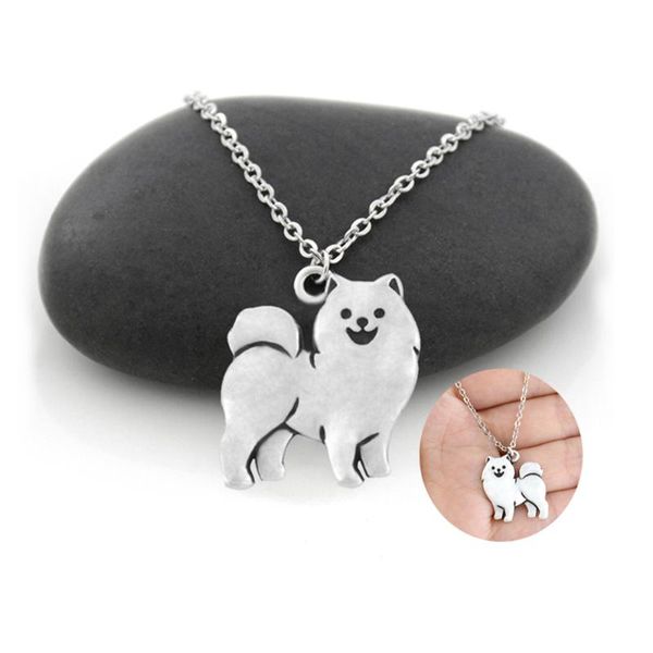 

pendant necklaces simple samoyed & alaskan malamute dog necklace choker for women stainless steel long chain kids boho jewelry, Silver