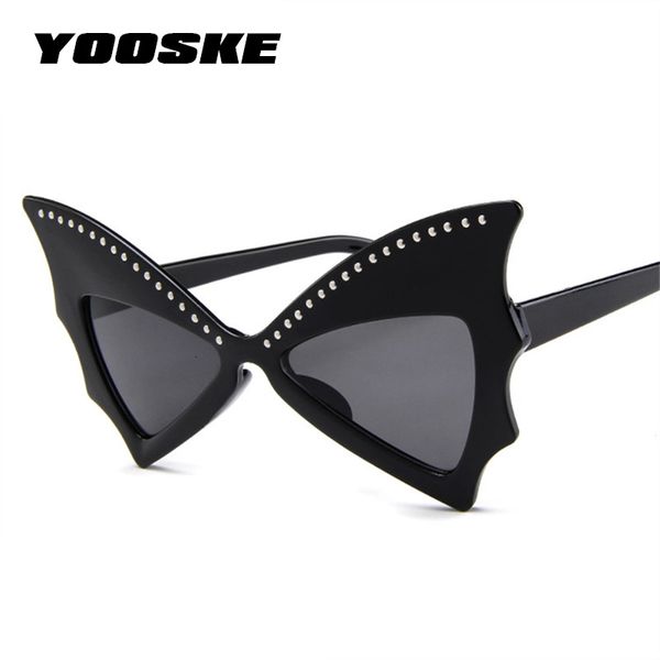 

designer sunglasses yooske oversize women bat sharp shades sun glasses rivet big frame sunglass personality dance party glasses, White;black