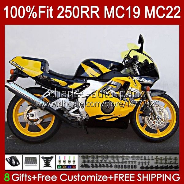 Фекторины впрыска для Honda CBR 250CC MC19 88-89 CBR 250RR 250 RR CC 250R 1988-1989 гг. 112HC.95 CBR250RR 88 89 CBR250 RR CC 1988 1989 OEM Full Bodys Kit Желтый глянцевый