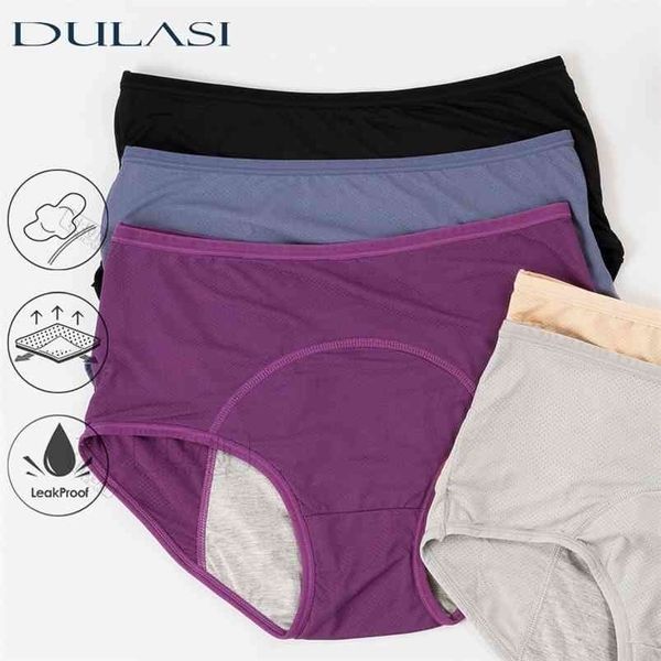 Mutande da donna sexy in cotone a vita alta Mutandine da donna Intimo da donna a prova di perdite Pantaloni fisiologici di grandi dimensioni Impermeabile Bri 210730