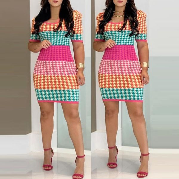 

casual dresses women colorblock bird lattice above knee bodycon dress, Black;gray