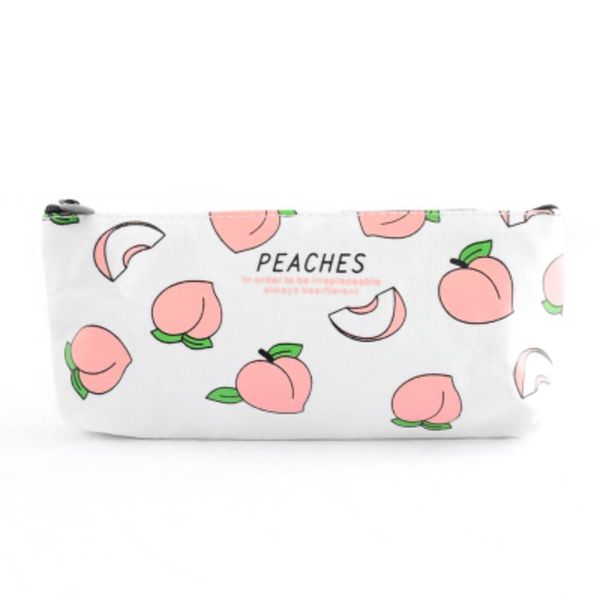 

pencil cases cute peaches canvas school stationery kids gift kawaii bag for students back to office supplies