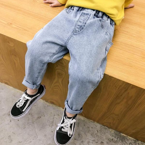 

2021 baby kids trousers spring and autumn denim pants for boys and girls 0-7 years old children's clothes loose stretch jeans, Blue