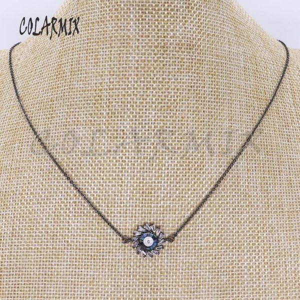 

pendant necklaces fashion zircon eye charms necklace micro pave abalone 4482, Silver