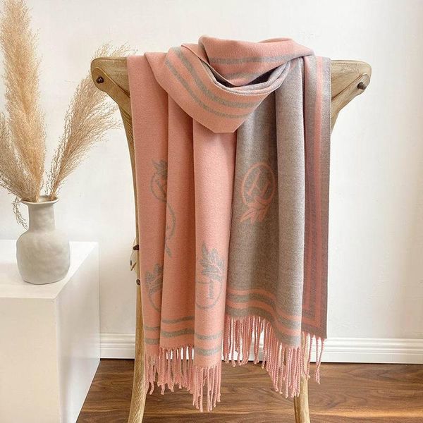 

scarves warm thick cashmere scarf winter letter style women pashmina shawl 12 colors, Blue;gray