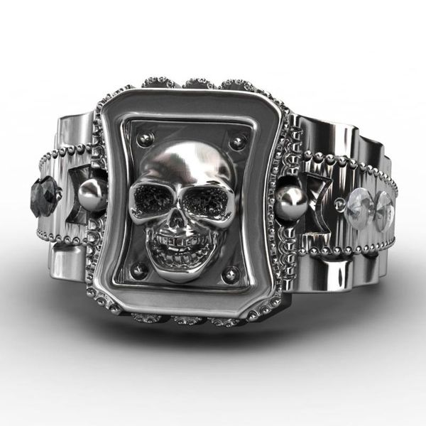 

wedding rings men punk europe americatrendy skull black hip jewelry male fashion rock accessories anillo hombre bijoux, Slivery;golden
