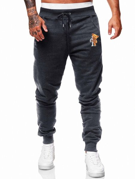 

romwe guys bear letter graphic sweatpants n1uy#, Black
