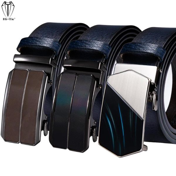 

belts luxury blue navy genuine leather mens automatic buckles male waistband ratchet straps for dress jeans wedding business xxl, Black;brown
