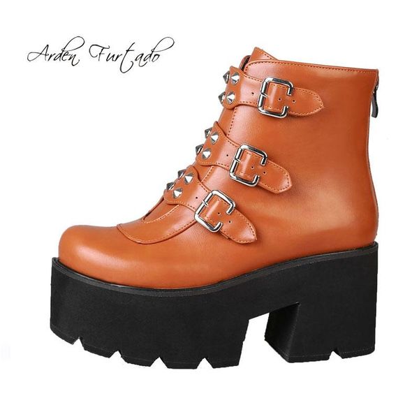 

boots arden furtado fashion women's shoes winter casual ladies pure color buckle strap ankle 43, Black