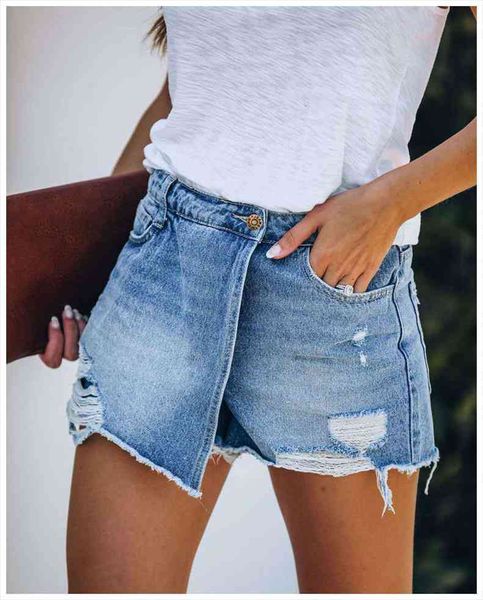 

light blue jeans denim womens shorts summer casual mid waist ripped fashion pockets, White;black