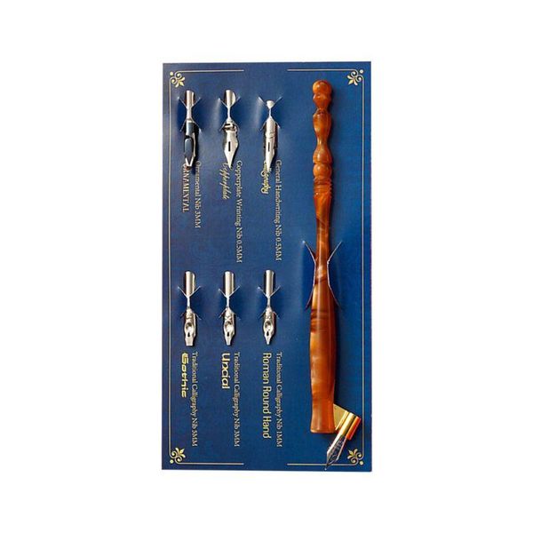 

retro manga calligraphy dip pen holder + 6 nibs for lettering skiching drawing 62ka