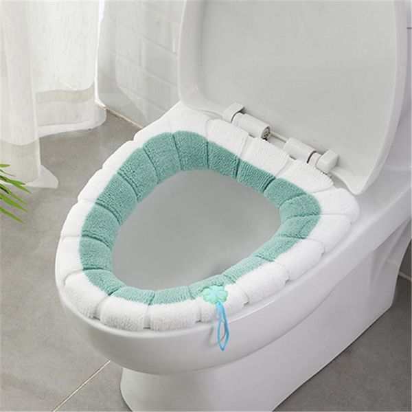

1pcs toilet seat cushion plush cover warm cute knitted handle universal covers