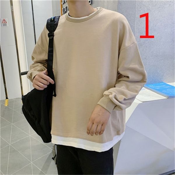

2021 new fall korean trend fashion men's long sleeve t-shirt nylq, White;black