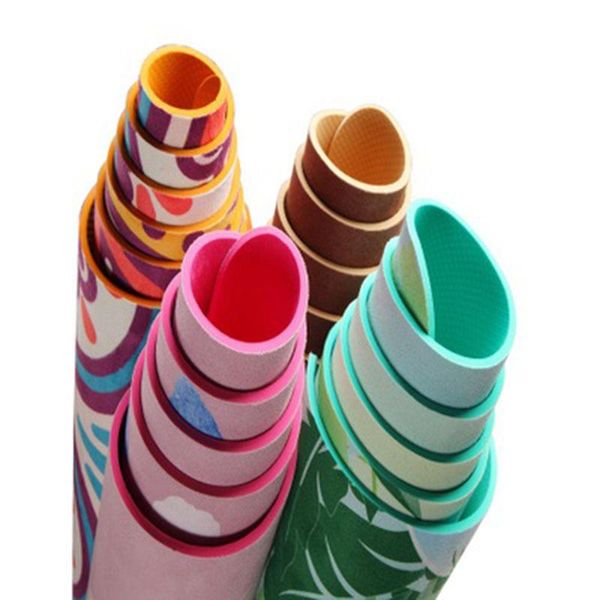 

yoga mats 5.5mm ultra thin natural tpe slip-resistant blanket folding fitness mat high temperature suede travel printing