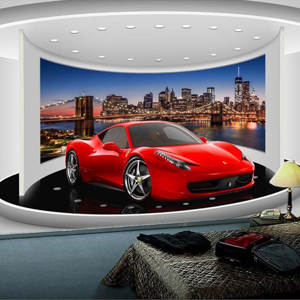 

wallpapers drop custom any size 3d sports car poster po wallpaper tv background wall mural de parede