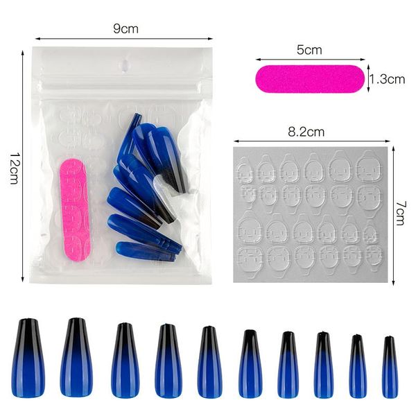 

nail art kits 20pcs set long ballerina coffin fake nails tips graient color abs full cover fasle manicure acrylic tools