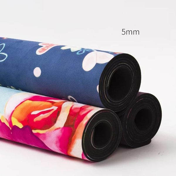 

yoga mats 2021 183cm*68cm natural rubber pad suede print pattern 5mm non-slip comfortable exercise mat