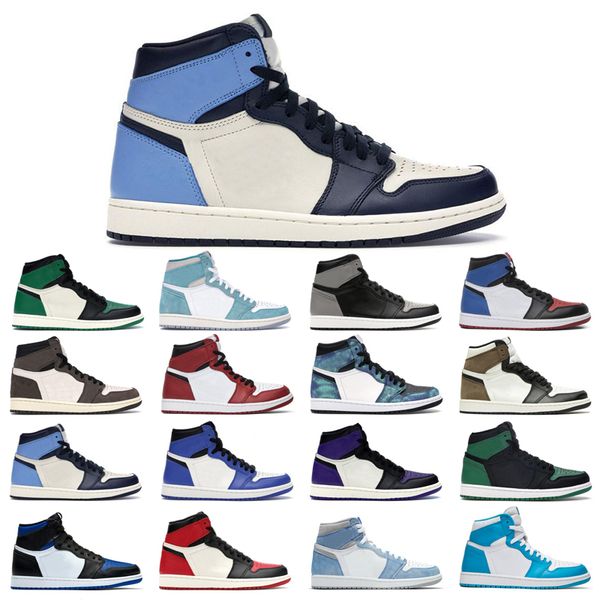 

1s man's basketball shoes turbo green hyper royal unc dark mocha obsidian tie dye bred toe cactus jack chicago shadow twist sports shoe