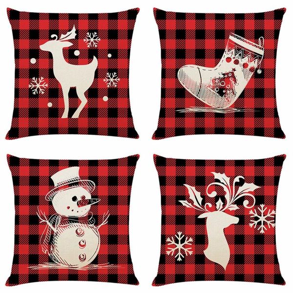 

cushion/decorative pillow 45x45cm christmas cushion cover deer snowflake print throw sofa case home merry decor pillowcase