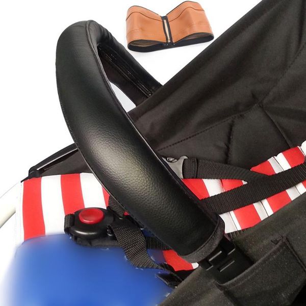 

stroller parts & accessories armrests cover pu leather waterproof handle bar grip protective zipper sleeve kids carriage