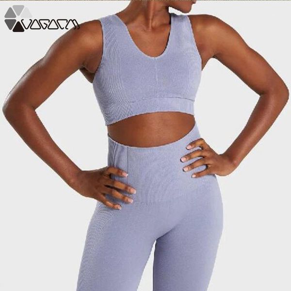 

yoga outfits 2 piece women set bra pants fitness suit high waist running sports shockproof jogging gym workout clothes sportswear outfit1, White;red