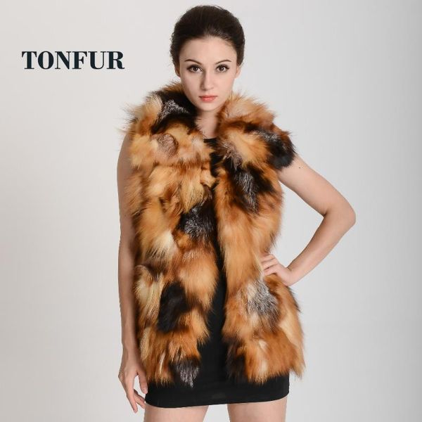 

women's fur & faux women arrival real vest genuine natural leopard jacket for lady luxury collar hp302, Black